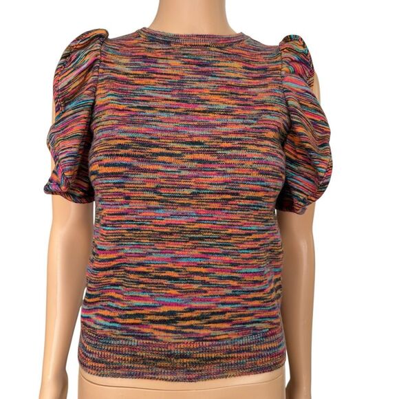 Anthropologie Ruby Flutter-Sleeved Knit Sweater Top space dye pattern size XS - Picture 3 of 9